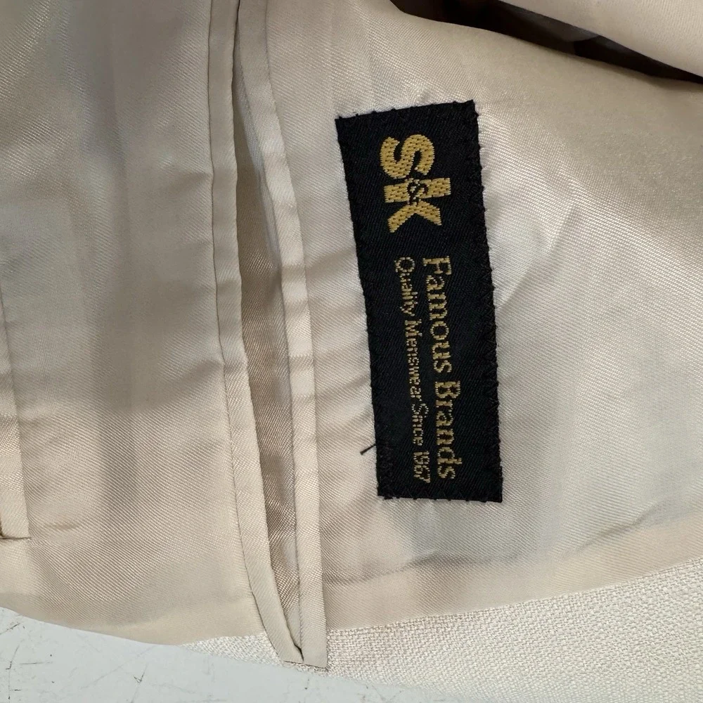Daniel Gray Blazer Mens Size 40 R  Beige  Two Button 100% Silk  S&K Famous Brand